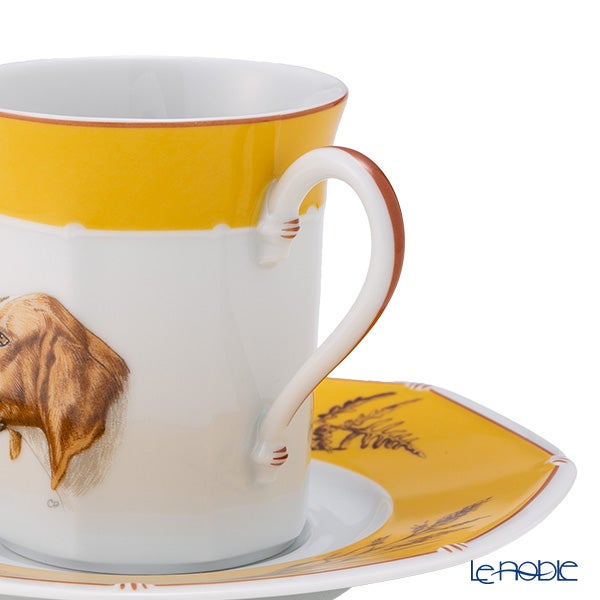 エルメス（HERMES） シャス（シアン ダレ＆シアン クーラン） イエロー コーヒー・ティー兼用 カップ＆ソーサー ポワトバン